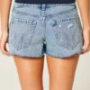 Ultra-niedrige Mini-Shorts aus besticktem Denim