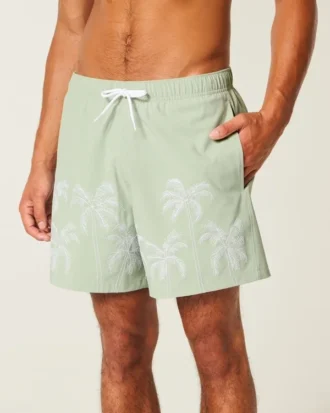 Volley-Badehose mit Stickerei, mittellang