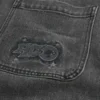 Washed Black Logo Graphic Baggy Jeans