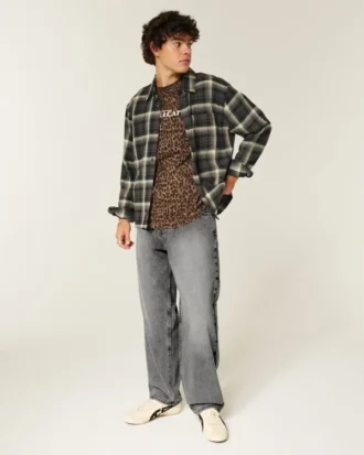 Washed Grey Skater Baggy Jeans